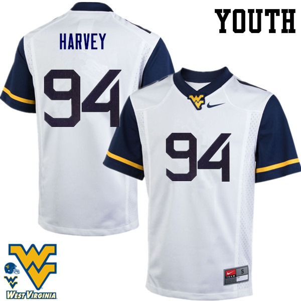 NCAA Youth Jalen Harvey West Virginia Mountaineers White #94 Nike Stitched Football College Authentic Jersey YM23C57GC